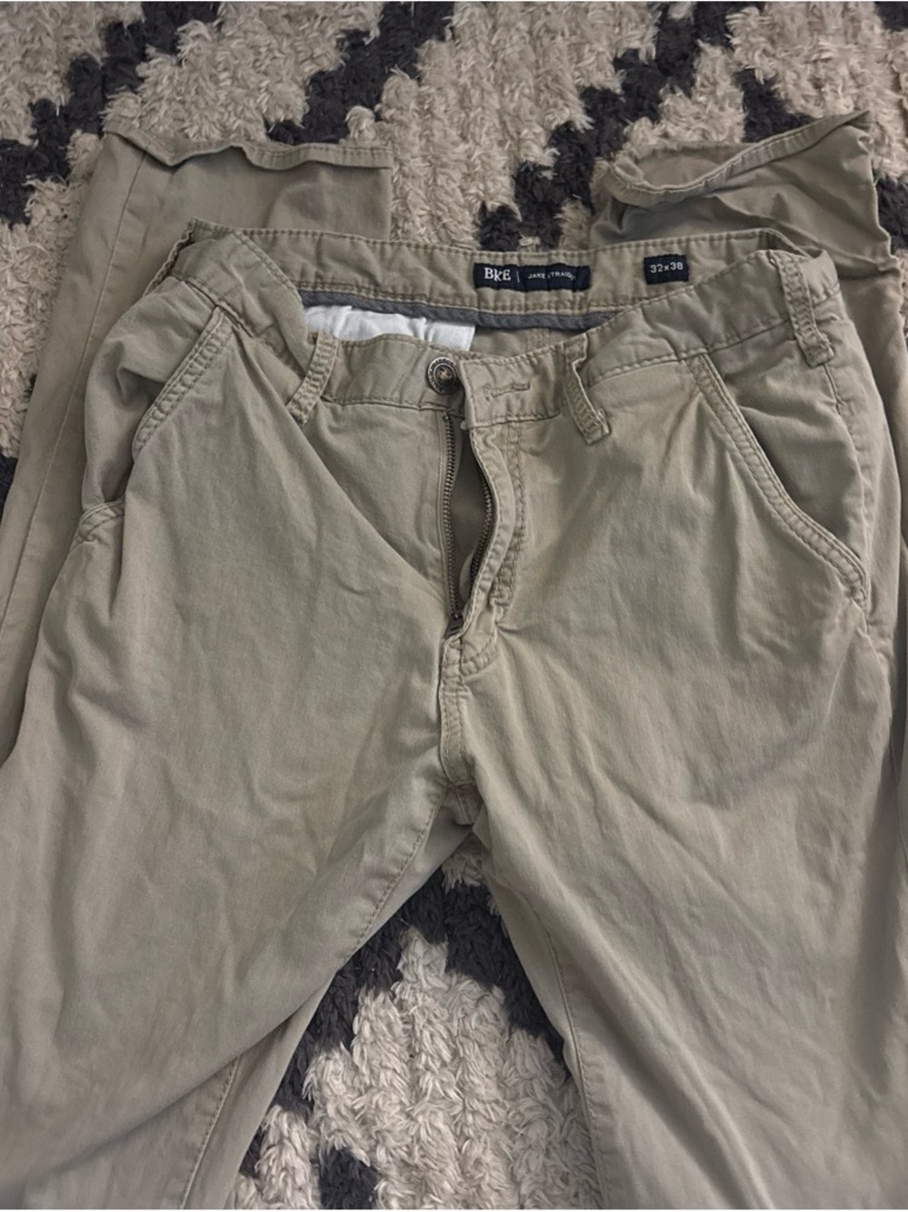 BKE Men's Light Khaki Straight Chinos